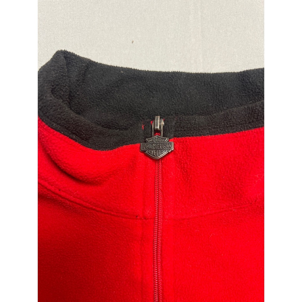 Harley-Davidson Womens Red Black Quarter Zip Fleece Pullover Jacket Medium - Picture 4 of 9